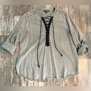 Express Lace-Up Twill Long Sleeve Shirt